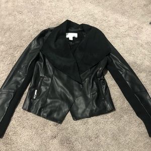 Pleather jacket w suede like detail